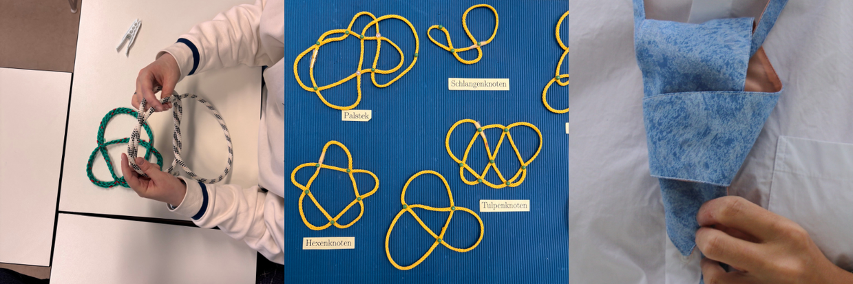 Collage aus drei Bildern, die Aktivitäten und Elemente des Workshops zeigen