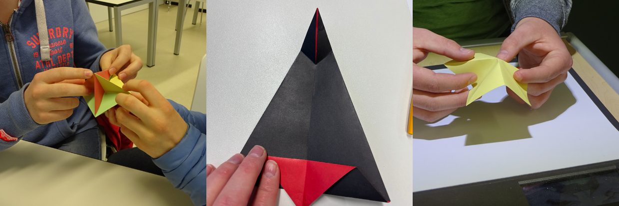 Collage aus drei Bildern, die Aktivitäten und Elemente des Workshops zeigen